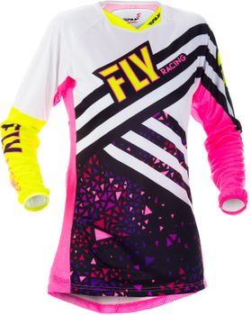 Maillot cross femme Fly Racing 2018 Kinetic - Rose Jaune Fluo