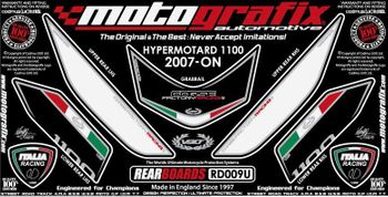 Kit Déco Arriére Blanc MOTOGRAFIX DUCATI 1100 Hypermotard 2007-11