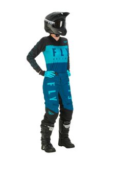 Tenue cross Femme Fly Racing 2022 F-16 - Aqua Bleu Turquoise Noir