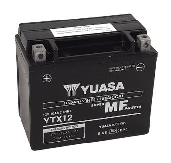 Batterie moto 12v YUASA YTX12 FA sans entretien activée usine
