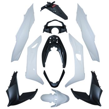 Kit carénages maxiscooter Honda 125 PCX 2014-2016 Blanc brillant/Noir mat